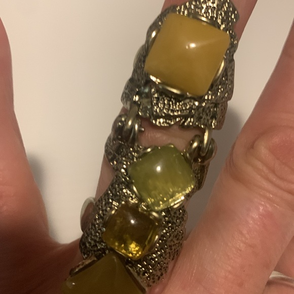 Yellow Gemstone Statement Ring vintage. Has 2 bands unique boho whimsical Y2K - Picture 4 of 8